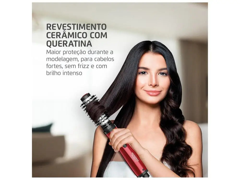 Mondial Red Infinity Keratin 1300W Keramik-Drehbürste Erb-11-Kr - Bivolt