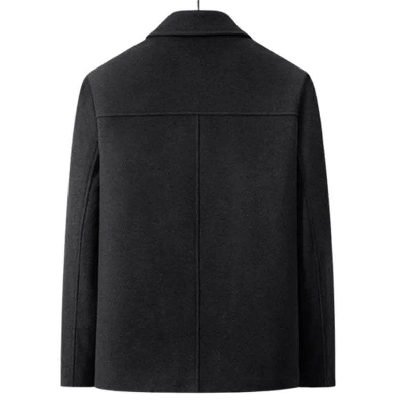 Autumn Winter Wool Jackets Men Turn Down Collar Business Casual Woolen Outwear Coats Male Solid Thick Wool Blends Jacket Coat