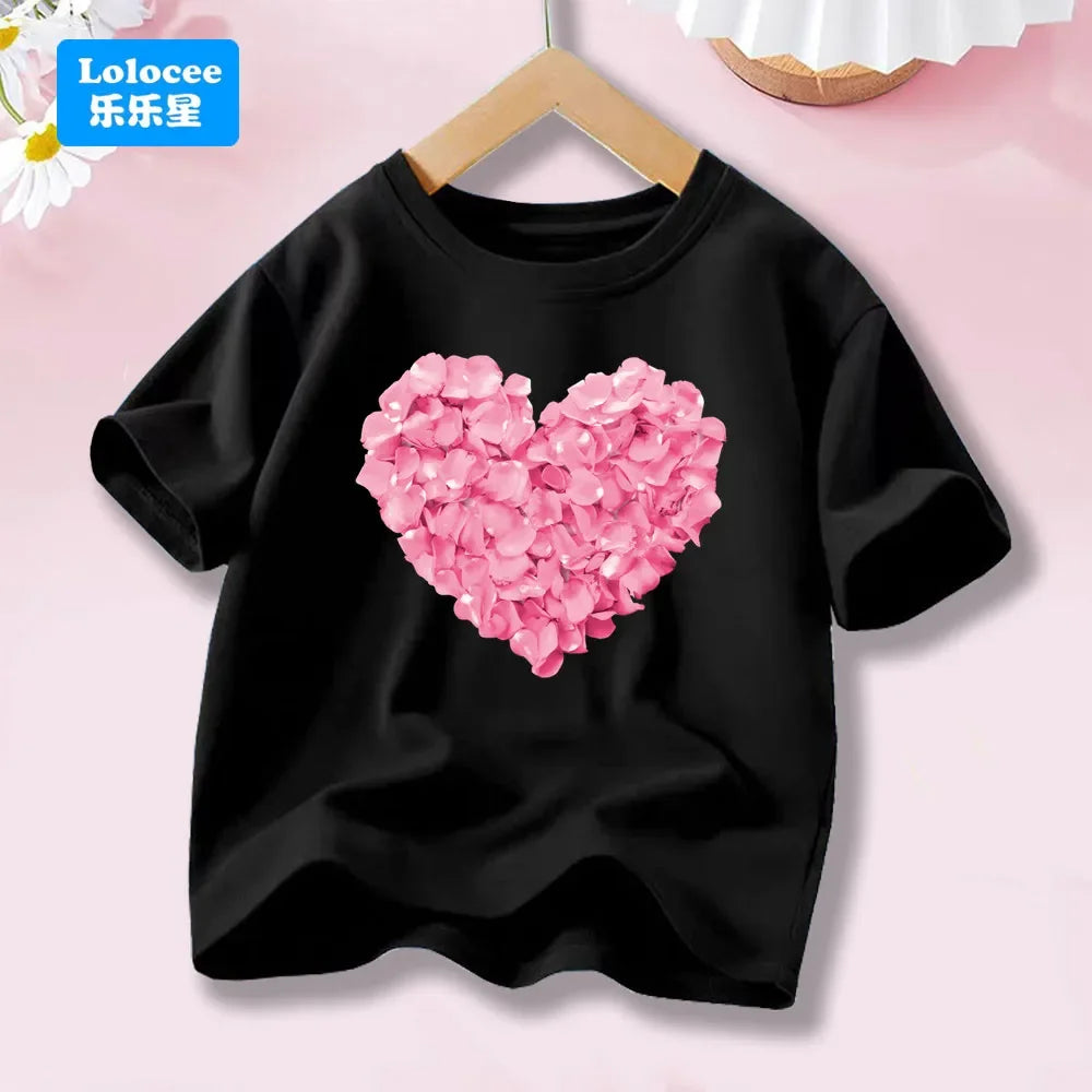 Girls’ Cat-Print Short-Sleeve T-Shirt