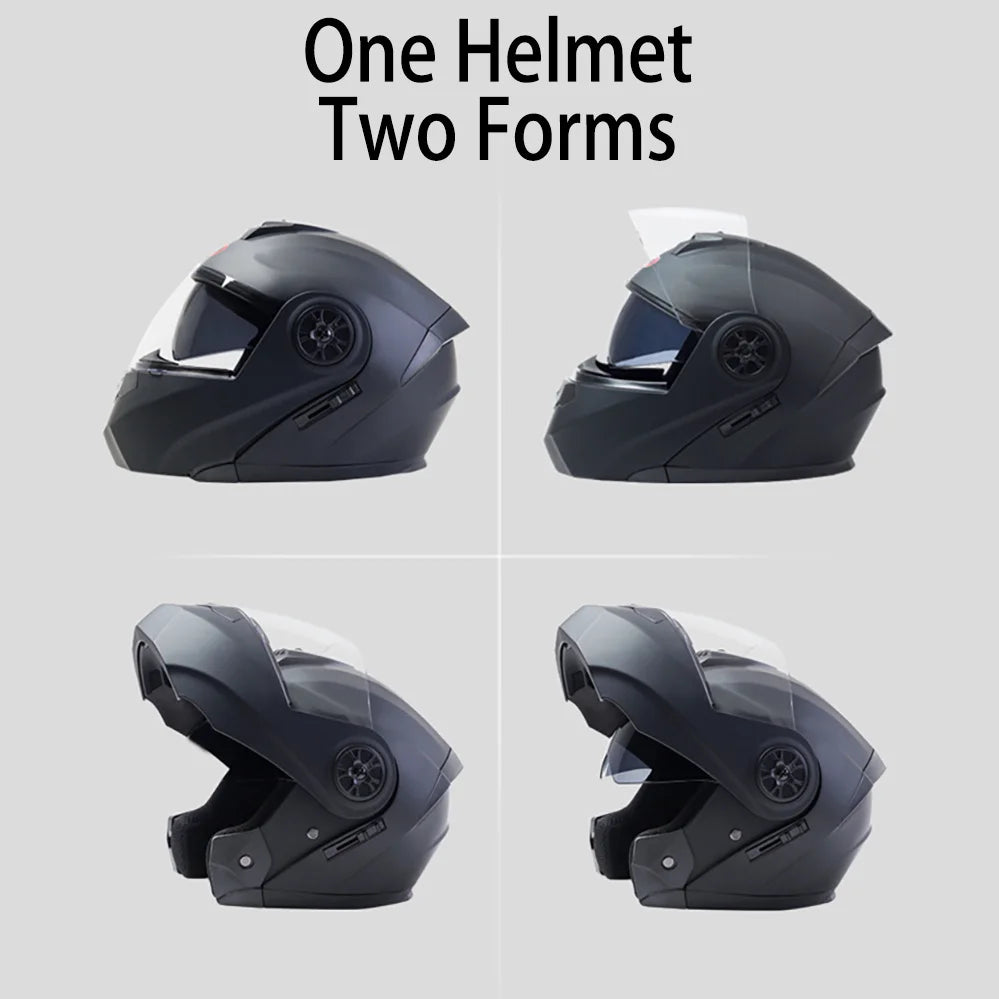Modular Flip-Up Motorcycle Helmet with Dual Sun Visor