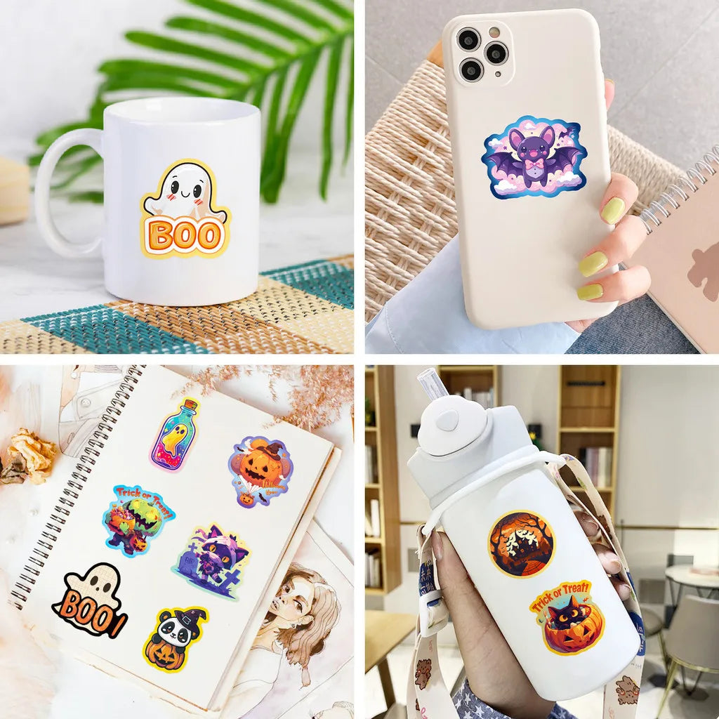 50 pegatinas de grafiti de Halloween: diseños de calabaza, murciélago y castillo para decoración de equipaje DIY (Tienda Anime Worlds)