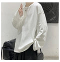 Oversize Men's Women Cotton T-shirt Long Sleeves Solid Color Tops for Male Female Unisex Loose T-shirt Versatile Hot Sale Tees