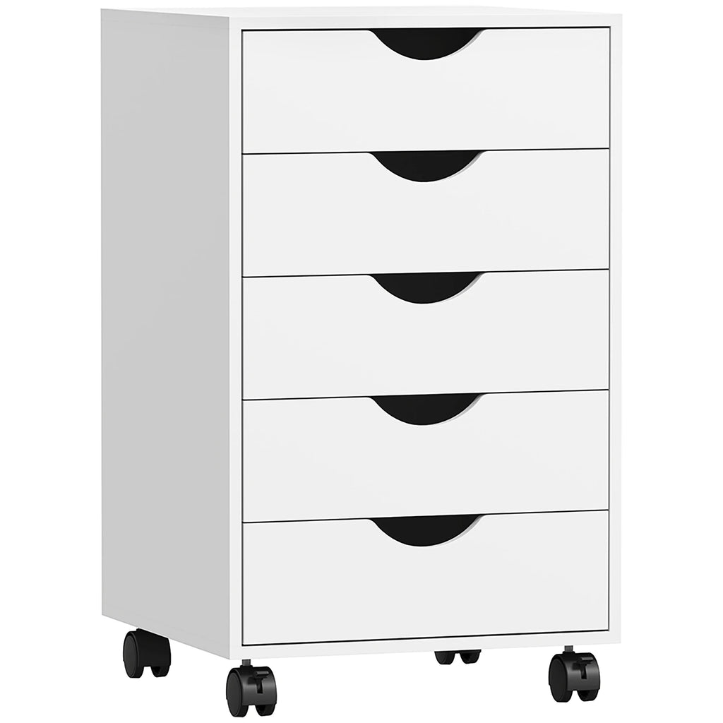HOMCOM Mobile 5-Drawer Storage Cabinet with Castors