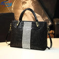 Luxury Fashion Diamonds Leather Women's Handbags Business Briefcase Lace New Female Shoulder Messenger Bags