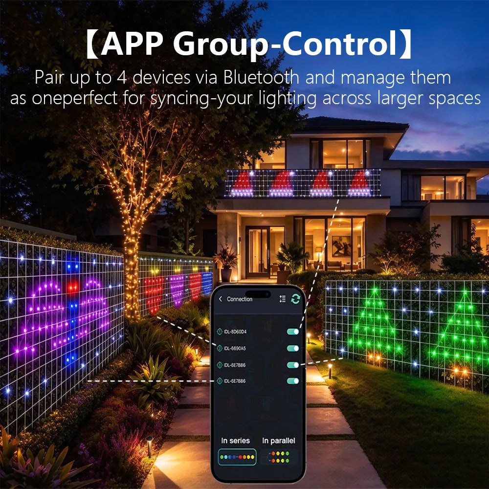 32×5FT 1536 LED Smart Christmas Net Lights,Outdoor Mesh Lights for Bushes Patio Decor,Color Changing DIY Mode Timer Waterproof
