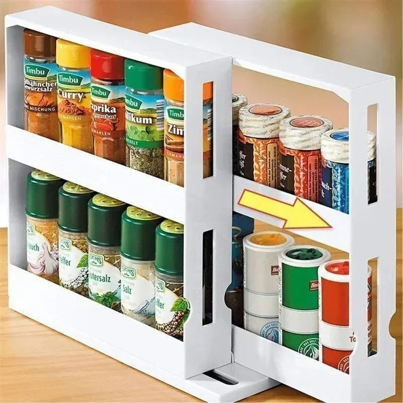 Rangement rotatif multifonction à 2 niveaux pour épices et condiments, étagère pivotante pour la cuisine ou la salle de bains, accessoire pratique pour la maison