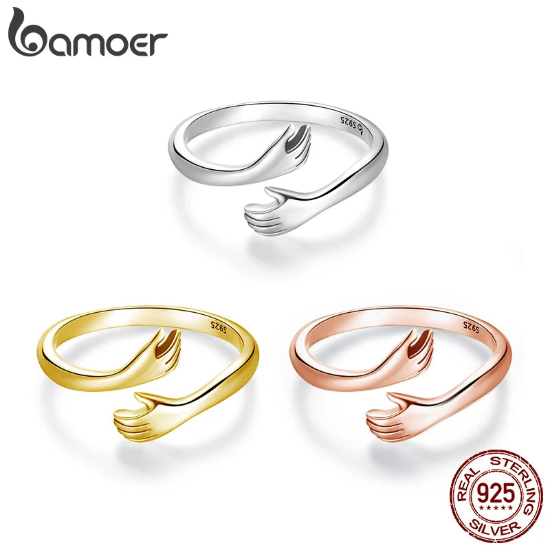 Anello regolabile con motivo famiglia, colore oro, argento o oro rosa