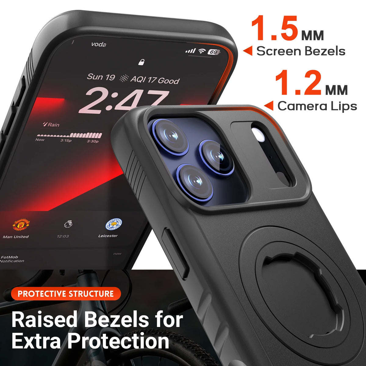 Motorcycle Holder Magnetic Shockproof Case for iPhone 18 17 16 15 14 ProMax with Lock-in System Design for Quad-style Bike Mount