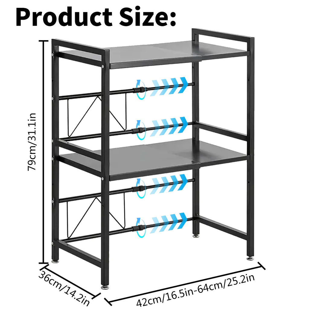 1pc Microwave Oven Storage Rack, Space-saving Countertop Kitchen Utensils Tableware Organizer, Kitchen Accessories Metal Shelf