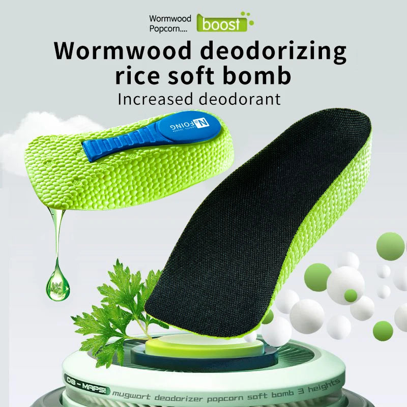 Memory Foam Height-Increasing Insoles for Men and Women, Shoe Inserts for Flat Feet with Arch Support, Orthopedic Insoles for Sneakers, Heel Lift Inserts