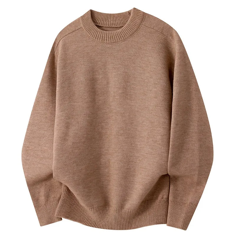 Autumn Men's Sweater Long Sleeve Solid Color Casual O-neck Daily Knitted Pullovers Slim Fit Classic Simple Style Knitwear