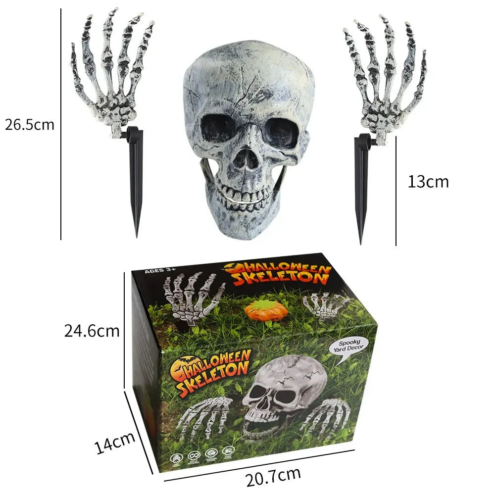 Decoración de Halloween, accesorio de festival fantasma, calavera y mano humana artificial de plástico, decoración para bares y fiestas de disfraces.