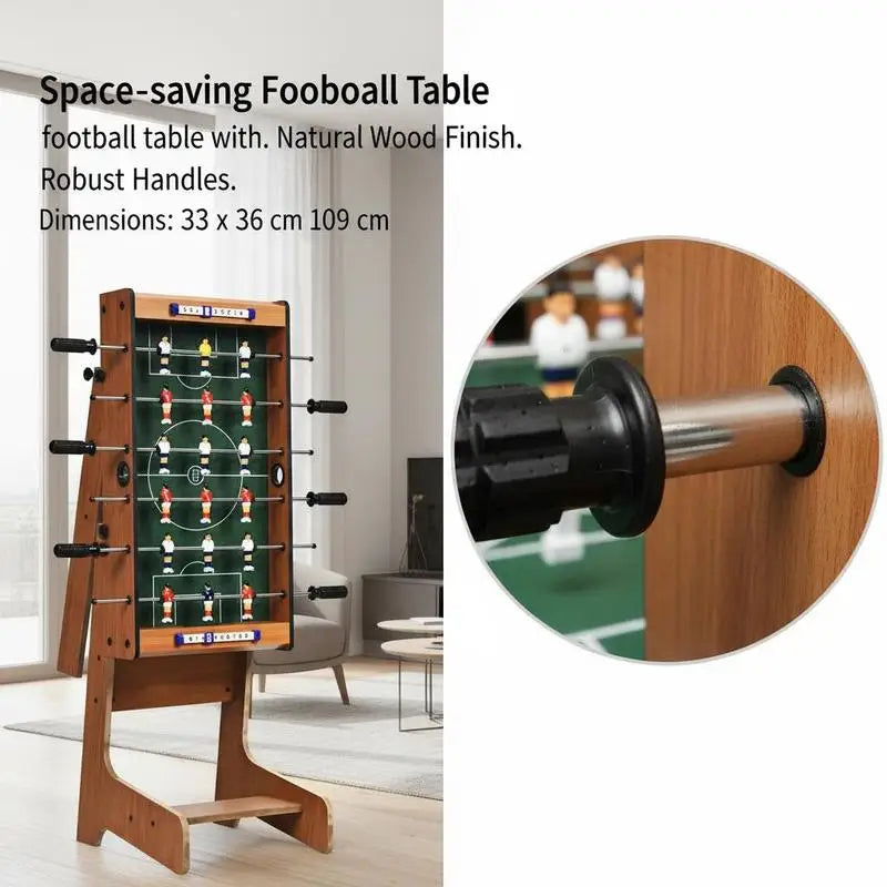 Tischfußball-Tisch, platzsparend, mit robustem Griff, 33 x 36 x 109 cm, naturfarben
