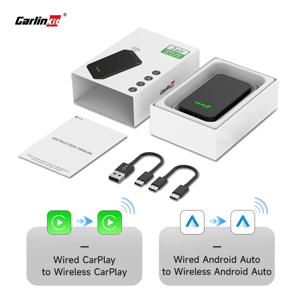 CarlinKit 5.0 Adaptateur Dongle Sans Fil CarPlay Android Auto pour Maserati Ghibli Levante Quattroporte GT Cabriolet 2017-2023
