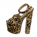 Sandali donna Liyke leopardati con plateau e tacco largo