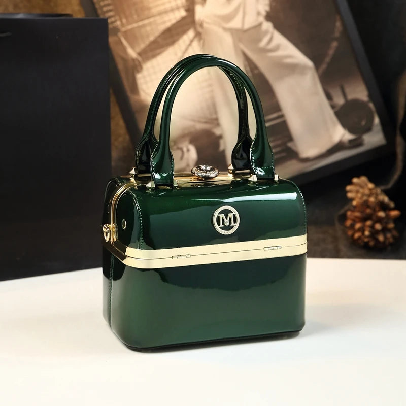 2025 New Genuine Leather Women's Handbags Luxury Fashion Small Square Box Portable Shoulder Messenger Bridal Wedding Bags