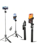 170 Cm Selfie Stick Tripod Retractable With Wireless Remote Control Portable Compatible For Apple And Android Phones