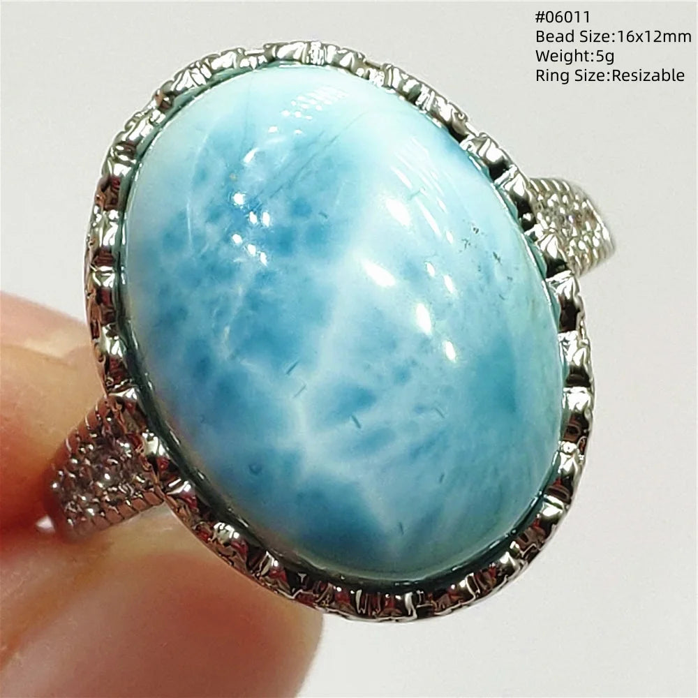 Anello regolabile in argento 925 con larimar