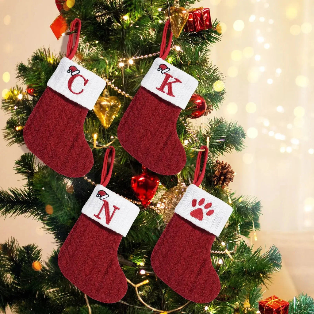 Christmas Alphabet Knitting Socks Christmas Tree Ornaments Christmas Decorations For Home 2024 Navidad Noel 2025 Xmas Gift