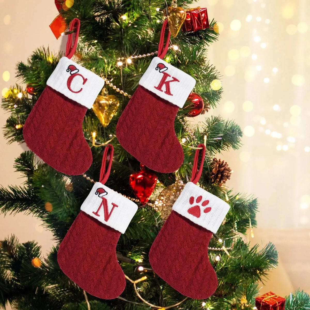 Christmas Alphabet Knitting Socks Christmas Tree Ornaments Christmas Decorations For Home 2024 Navidad Noel 2025 Xmas Gift