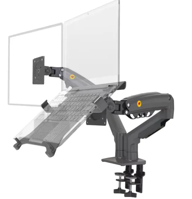 NB F160 Laptop-Halterung 10–17,3 Zoll, um 360° drehbar, Gasdruckfeder mit voller Beweglichkeit für 10–27 Zoll LCD-TV-Bildschirme und Monitore, Tisch- und Schreibtischhalterung
