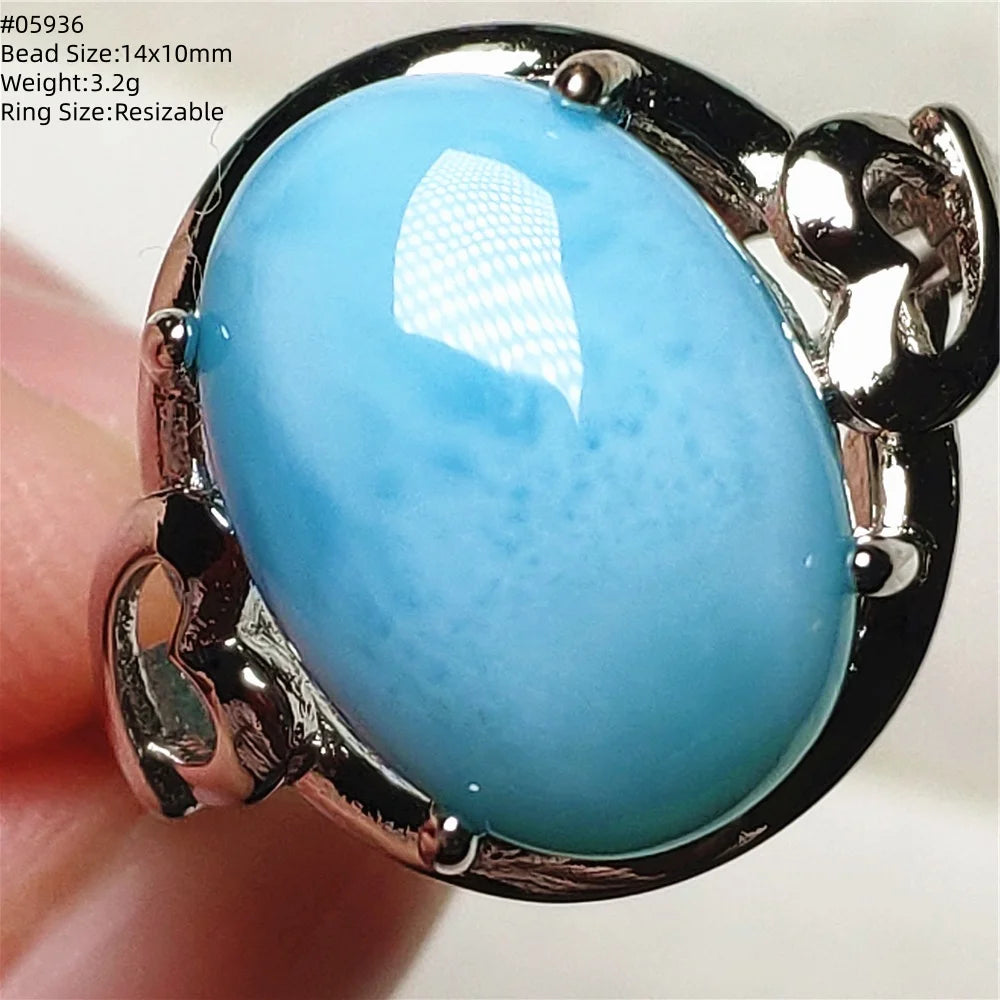 Anello regolabile in argento 925 con larimar