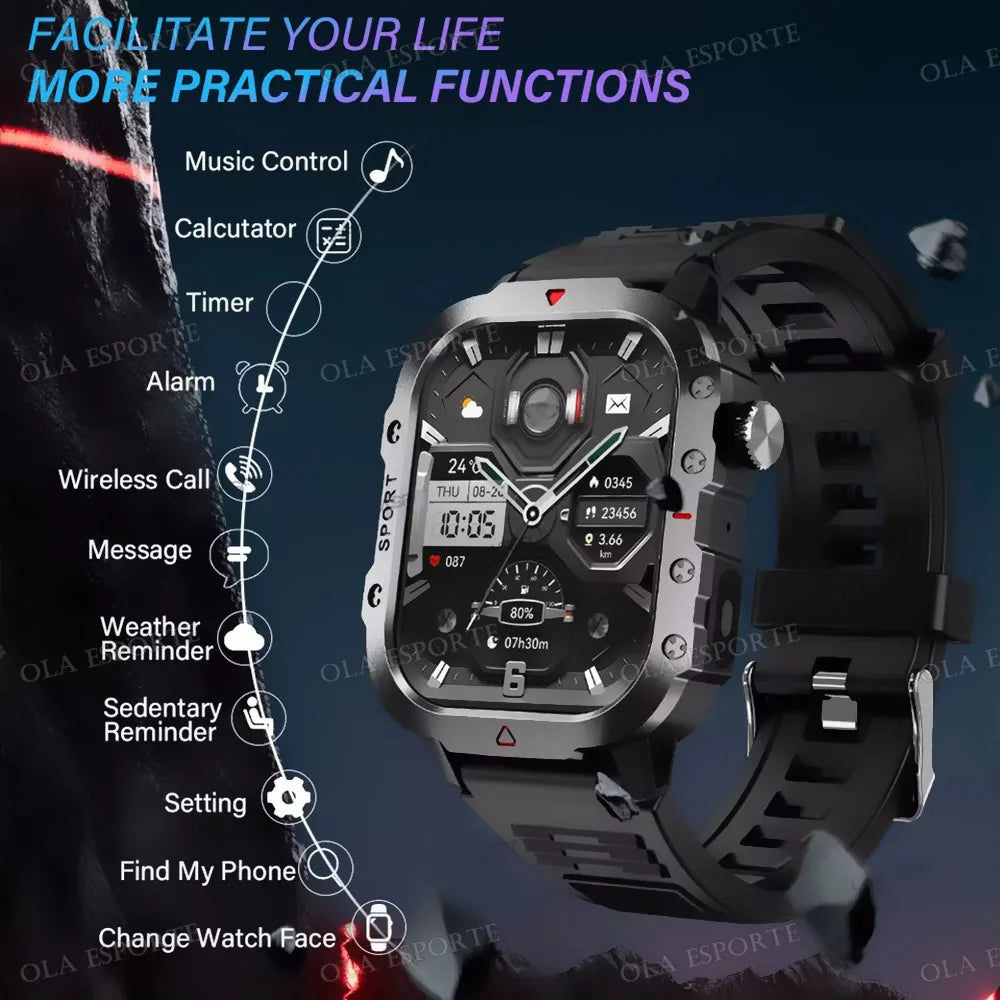 GPS Outdoor Smartwatch with Flashlight and Bluetooth Calling