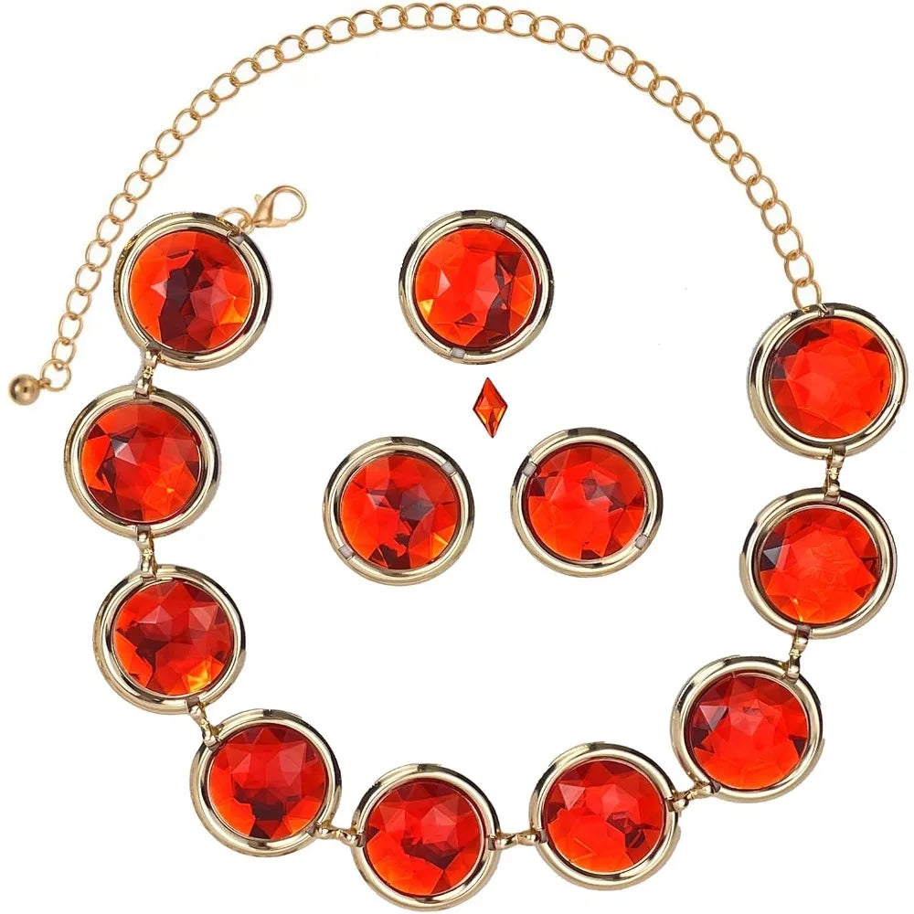 5 piezas de cinturón de anime para cosplay de mujer con gemas rojas, cadena de piedras, accesorios para disfraz de Halloween