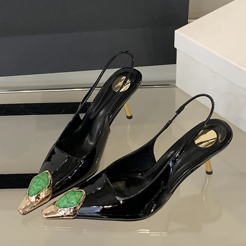 Décolleté donna Liyke slingback lucide con decoro