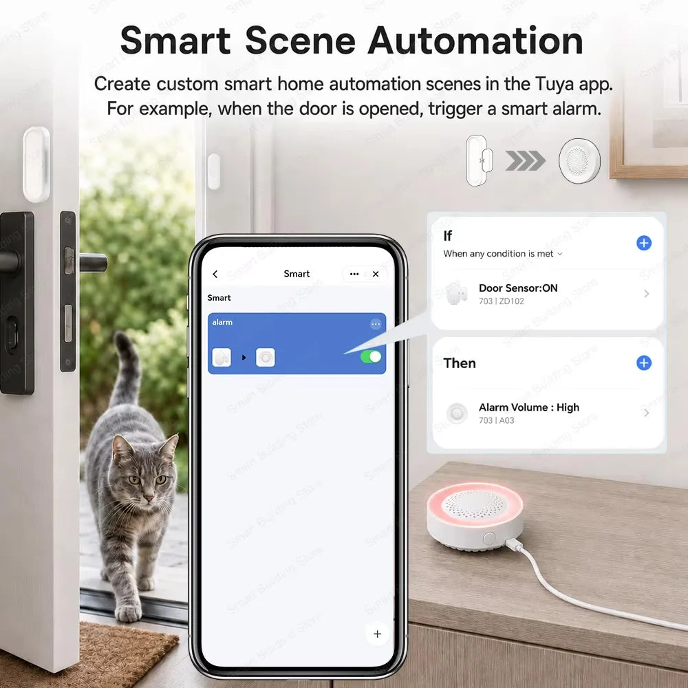 Zigbee 3.0 Door Window Sensor Zigbee Gateway Required Smart Home Work with Alexa ZHA Zigbee2mqtt