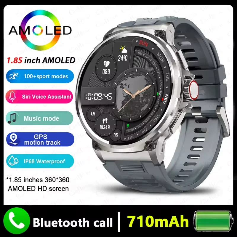 2026 New GPS Trajectory Smart Watch Men 1.85inch HD AMOLED Screen 710mAh Battery Sport Bluetooth Call Smartwatch For Android IOS