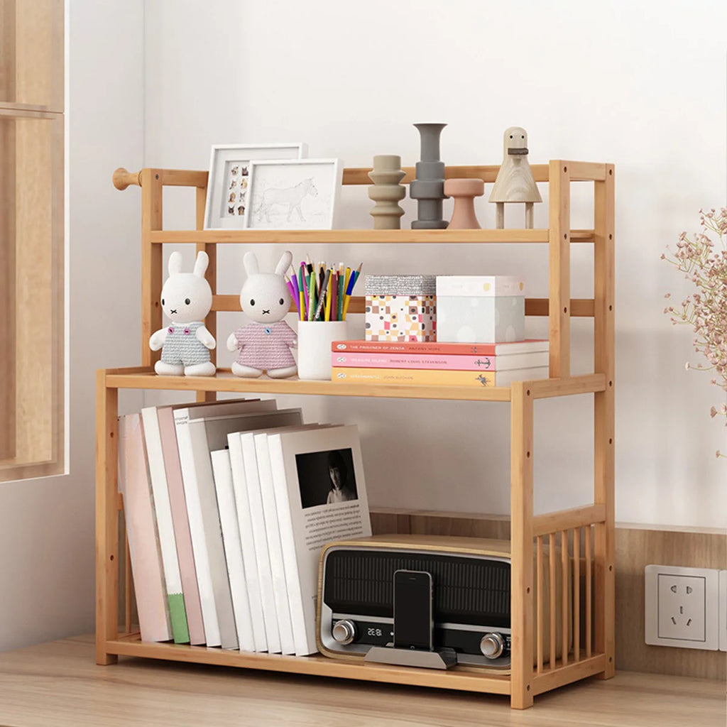 Three-Tier Bamboo Desktop Storage Rack, 50 cm
