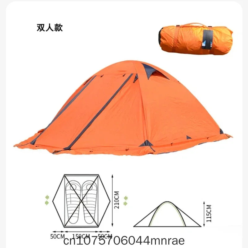 Outdoor Camping, Aluminum Pole Tent, Rainstorm Proof, Portable Mountaineering, Two People and Three People with Snow Skirt