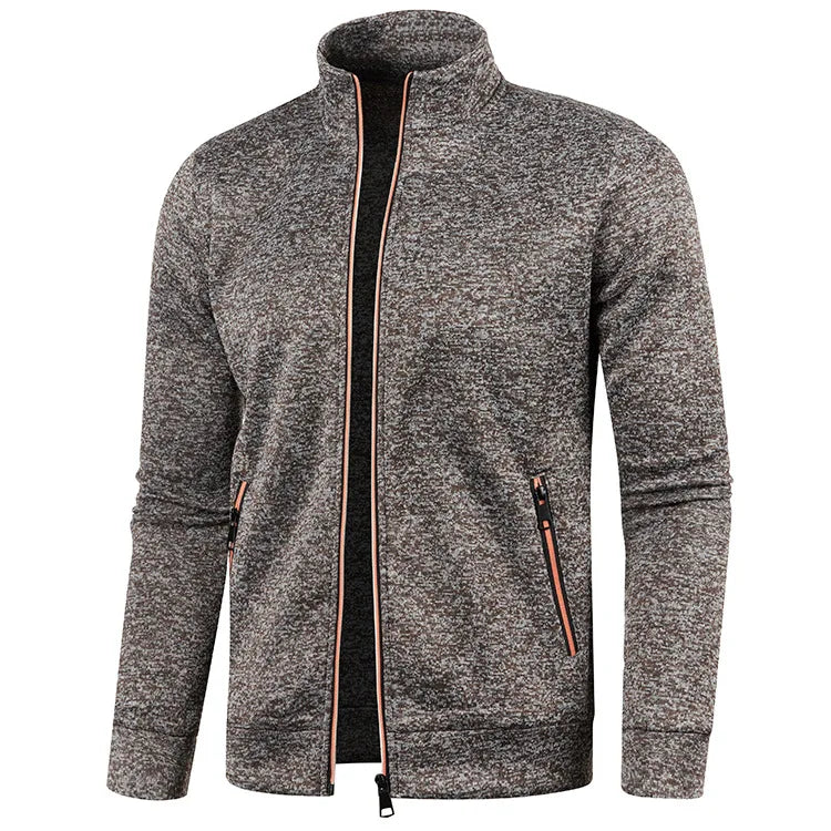 Autumn Winter Men's Zipper Knit Long Sleeves Thin Cashmere Fashion Top Sweater Coat