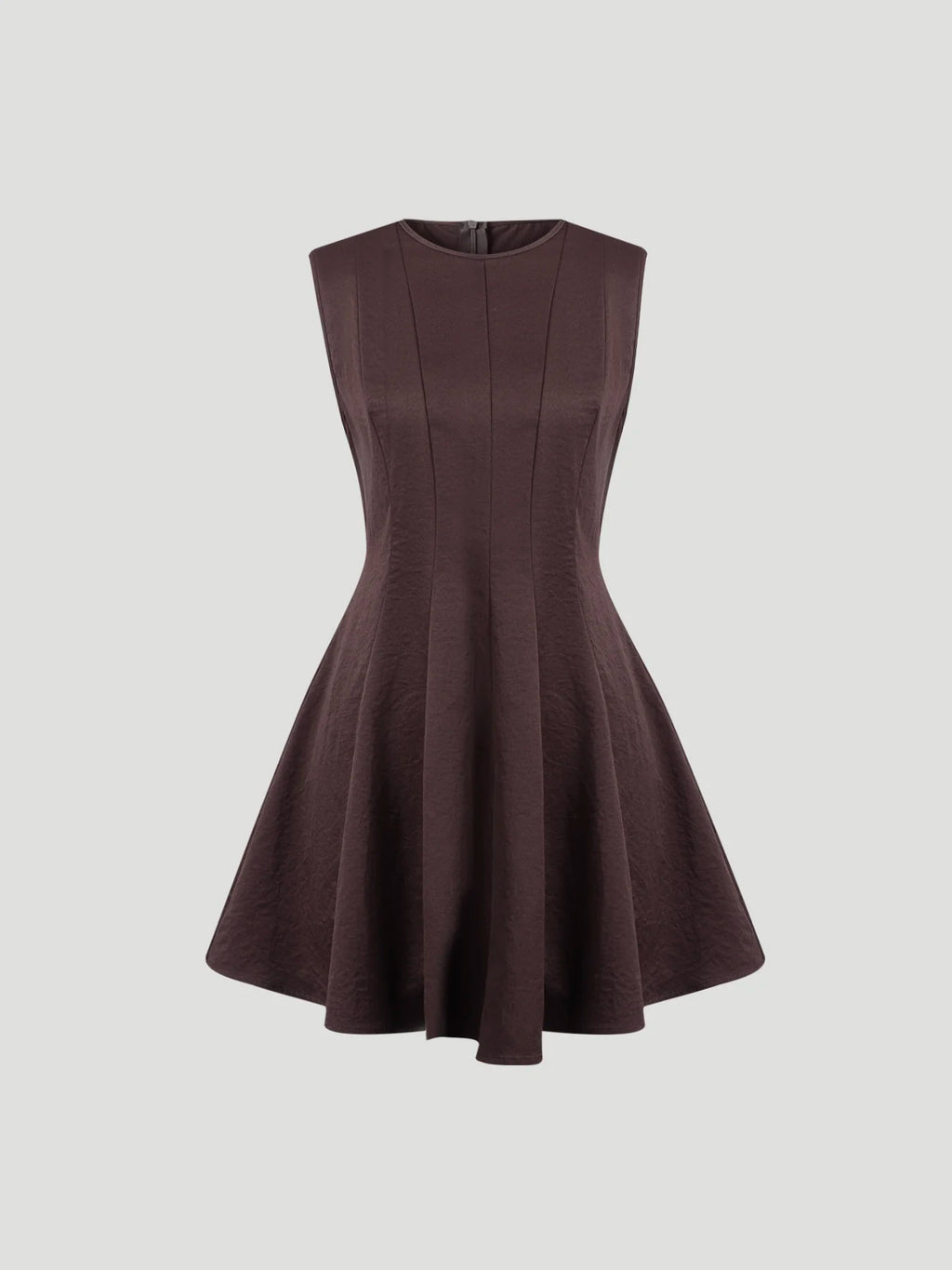 Mini abito da donna senza maniche con scollo rotondo e linea svasata