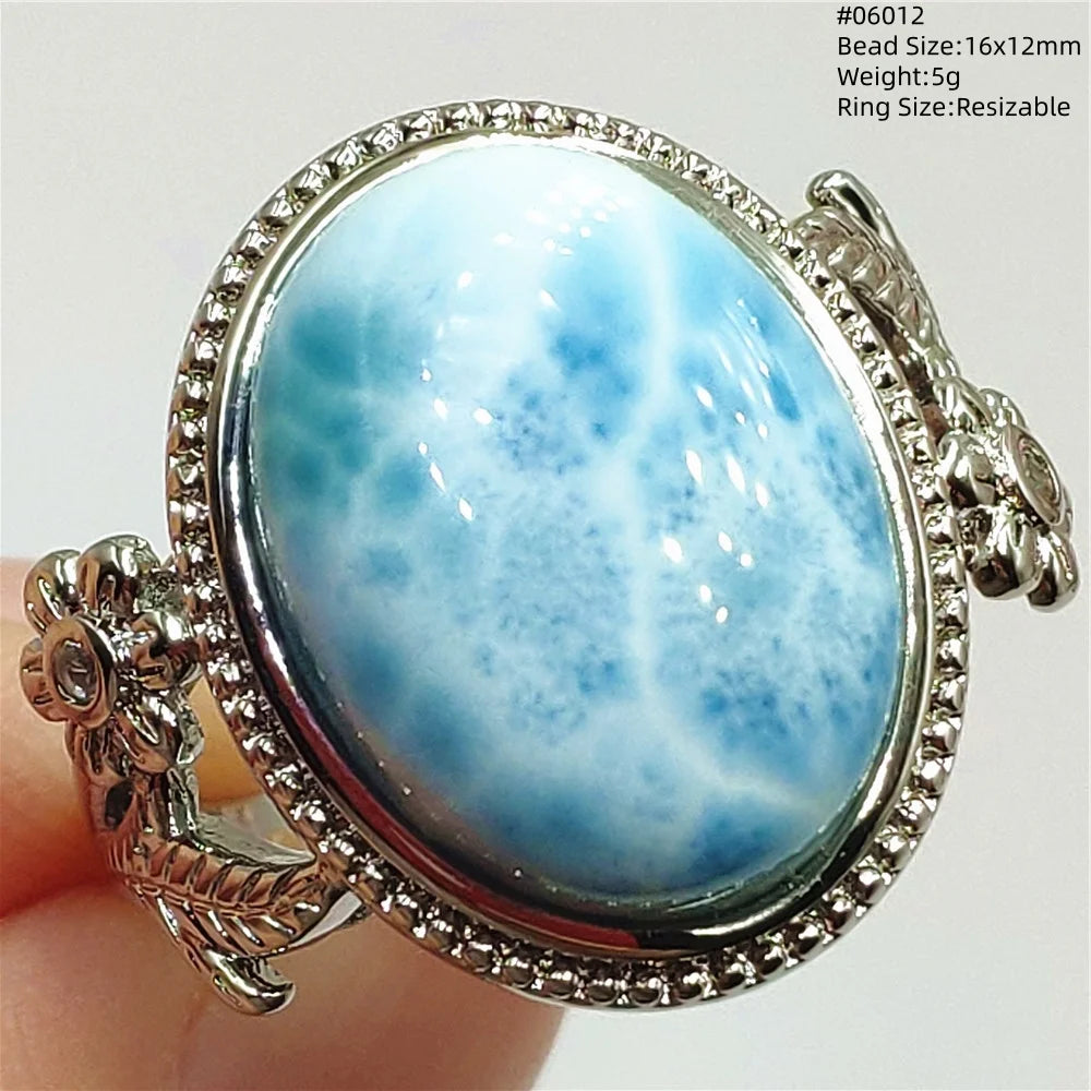 Anello regolabile in argento 925 con larimar