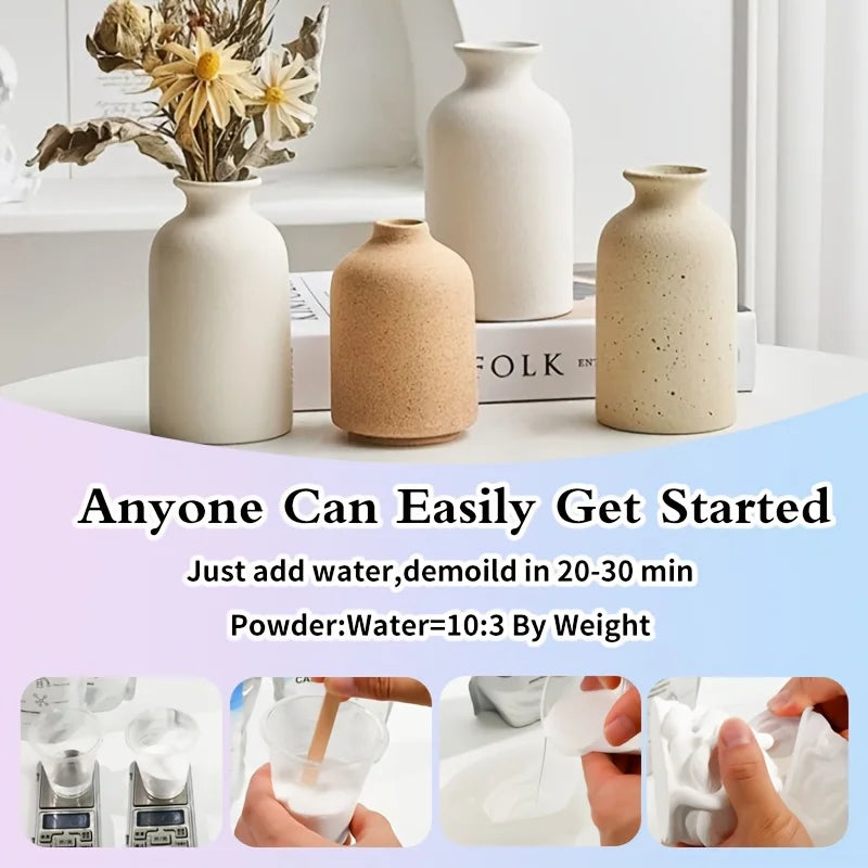 2000g Bucket Resin Casting Powder, Fast Curing Resin Casting Kit Suitable for Beginners, 20-30 Minutes Demoulding, Easy to Mix Hydroactive Gypsum Molding Powder for Handmade Sculpture DIY Home Art