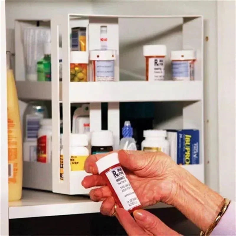 Rangement rotatif multifonction à 2 niveaux pour épices et condiments, étagère pivotante pour la cuisine ou la salle de bains, accessoire pratique pour la maison
