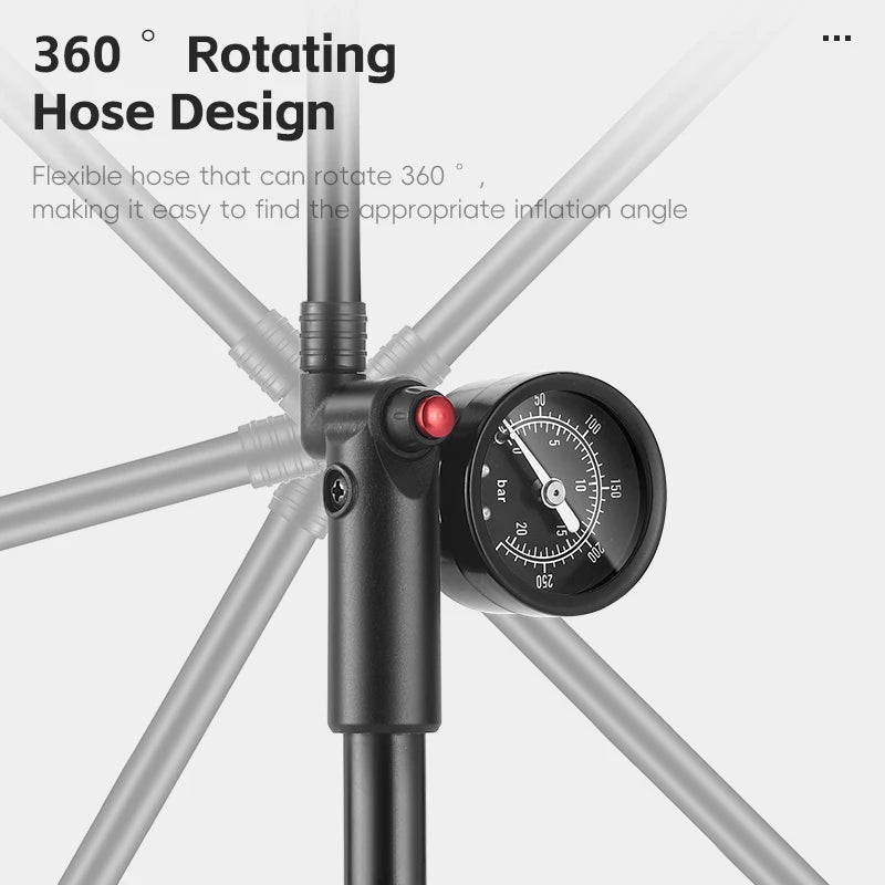 WEST BIKING Bomba para bicicleta de 300/400 PSI de alta presión para horquilla delantera, portátil, con válvula Schrader, accesorios para bicicleta
