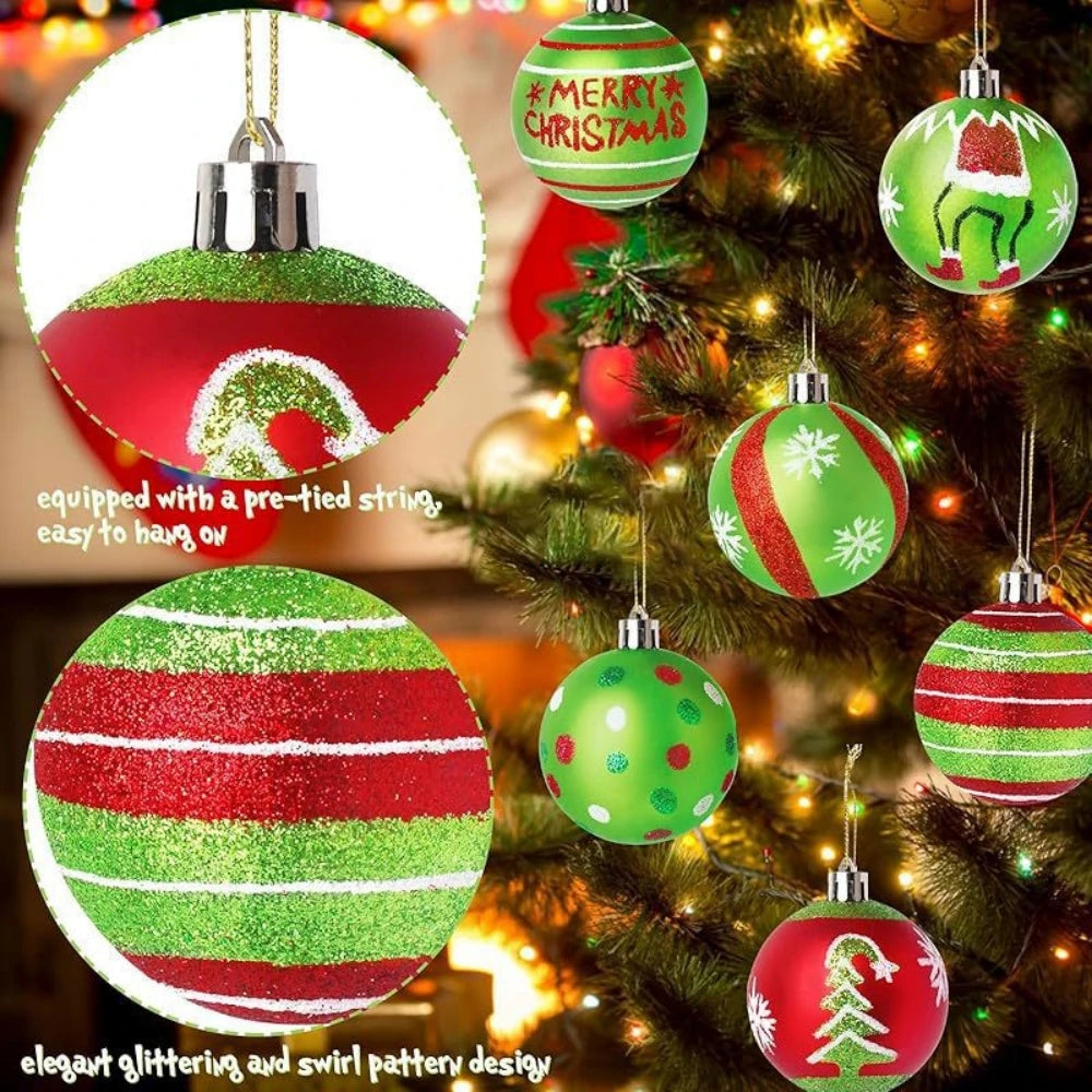 12Pcs 6cm Christmas Ball Set for Christmas New Year Wedding Spring Festival Carnival Party Scene Cloth Christmas Tree Decoration