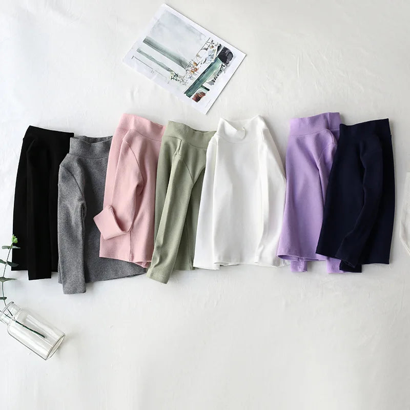 Kids’ Cotton Long-Sleeve Turtleneck Top