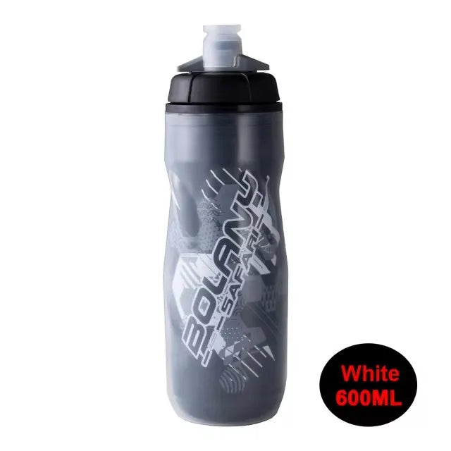 Botella de agua para bicicleta Bolany 600ml ligera para montaña de PP5 de doble capa con protección térmica y para hielo, equipo de copa para deportes al aire libre