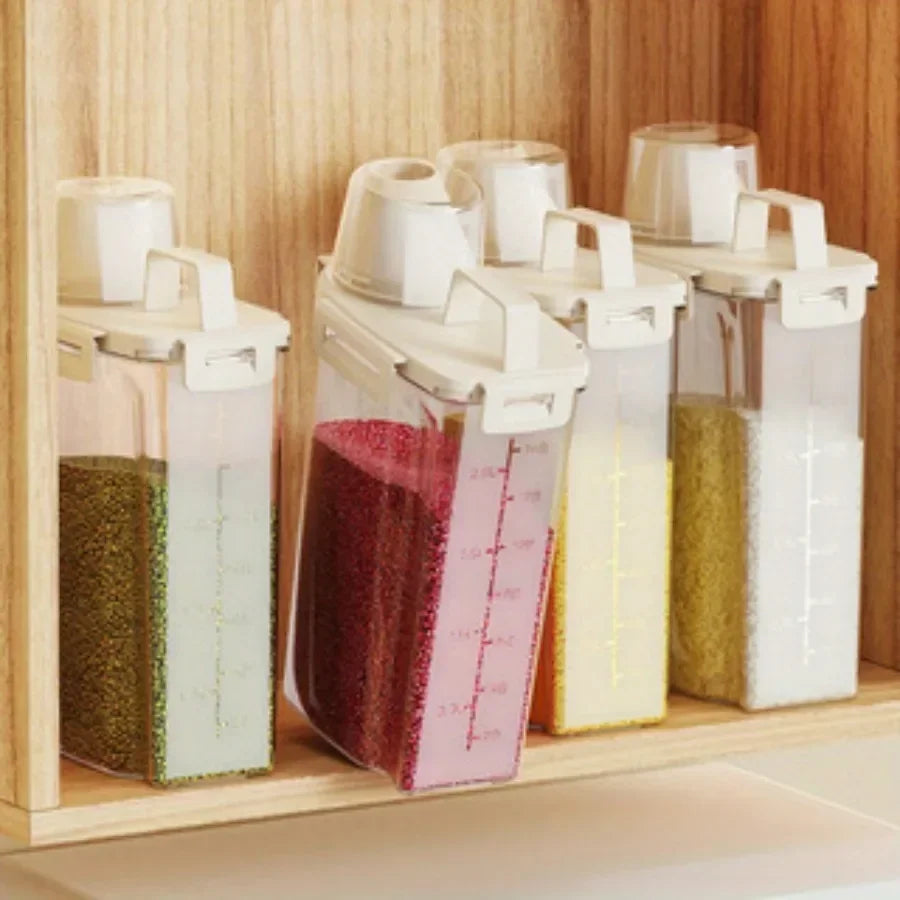 Récipient de rangement hermétique avec couvercle de 2,5 L, résistant à l’humidité – pour céréales, noix, farine, riz et autres denrées alimentaires