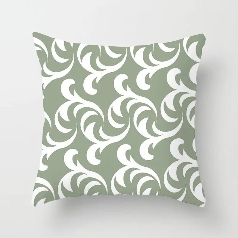 Housses de coussin à motif géométrique vert menthe doux, motif artistique frais, taie d'oreiller tendance 45*45 cm, housses de coussin décoratives