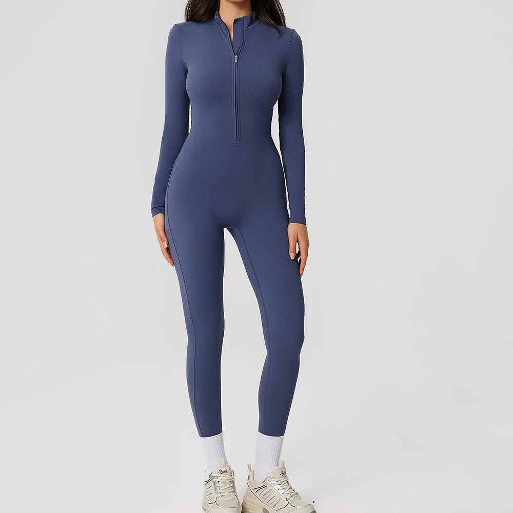 Sportoverall für Damen, langärmelig, mit Reißverschluss