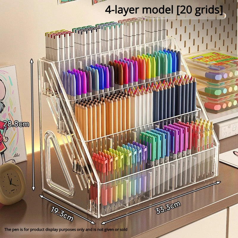 Acrylic Multi-Layer Desk Divider and Pencil Organizer