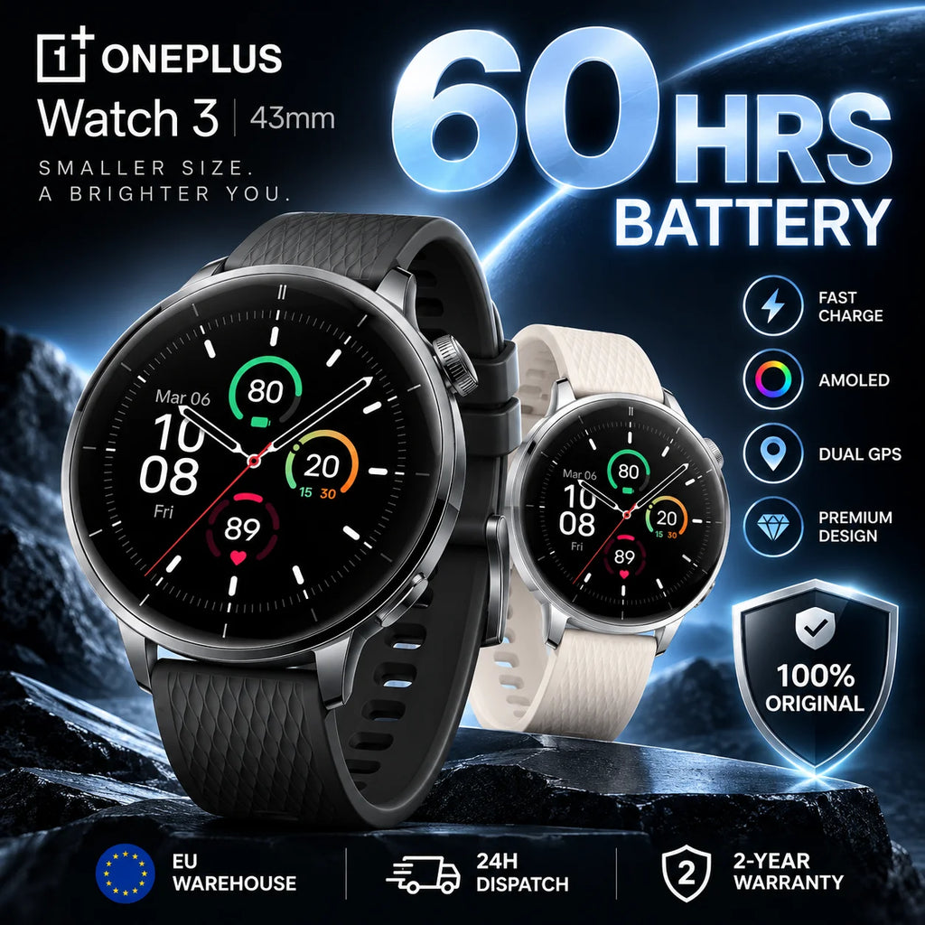 Global Version OnePlus Watch 3 Smart Watch 43mm 1.32 inch AMOLED Display Snapdragon W5 Processor Dual Frequency GPS Wear OS