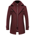 Autumn Winter Double Collar Woolen Coats Men Thick Business Casual Wool Blends Trench Coat Male Solid Turn Down Collar Outerwear
