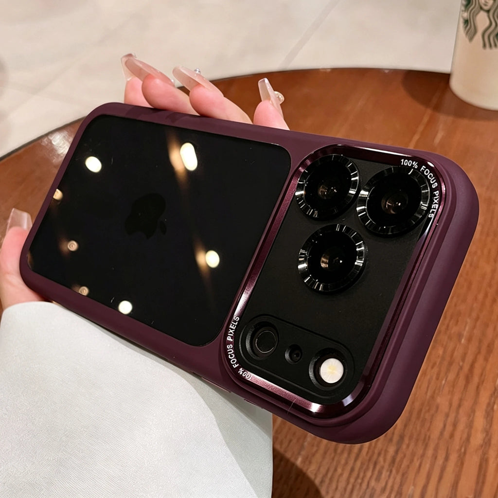 Luxury Matte Bumper Orange Transparent Case For iPhone Air 13 14 15 16 17 18 Pro Max Metal Camera Buttons Shockproof Clear Cover
