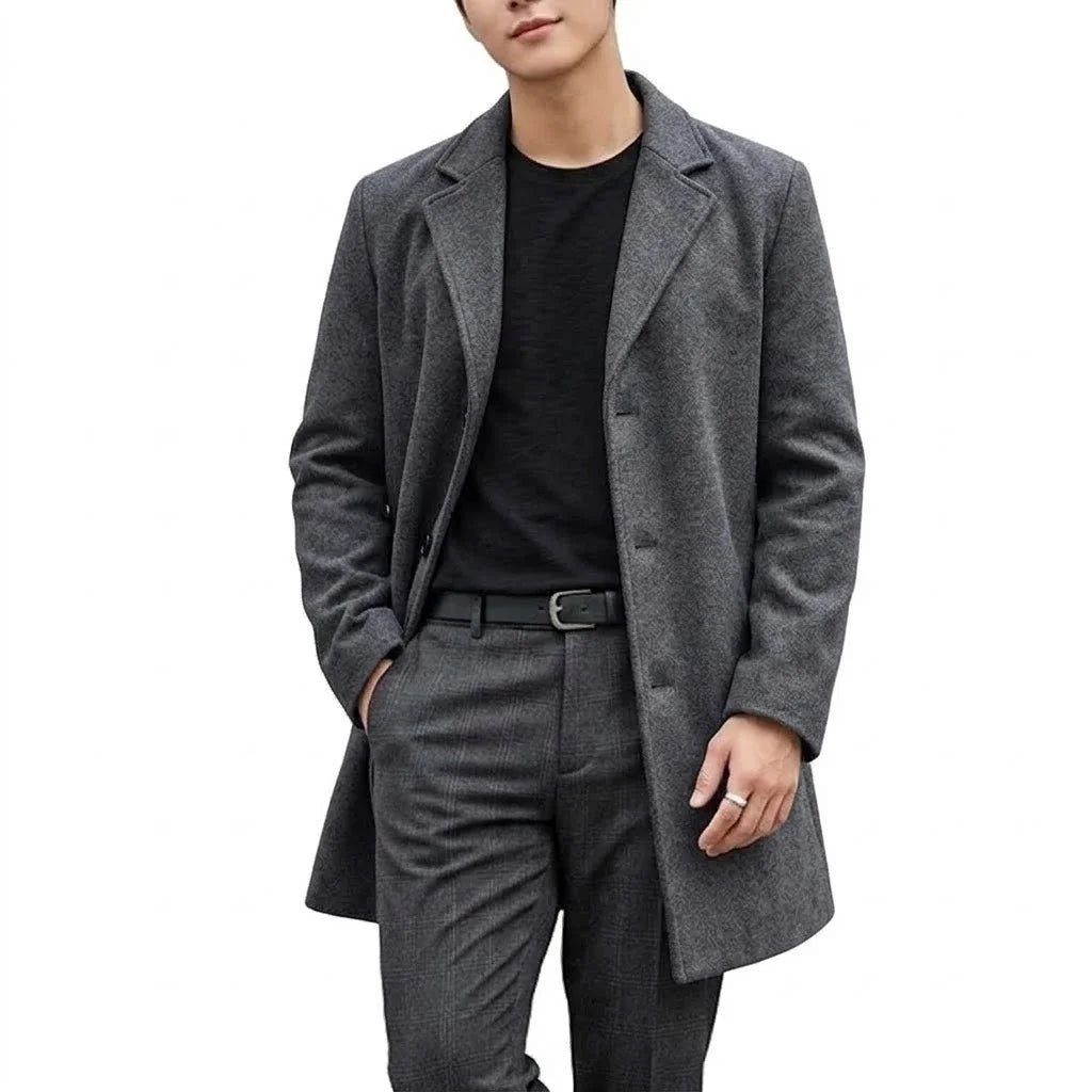 Autumn Men's Trench Coat Slim Fit Overcoat Casual Business Lapel Long Jacket Winter Warm Peacoat Casual Men's Coat Outerwear